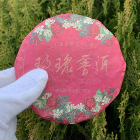 Шу пуэр с розой Dipe Tea блин 2023 год 100 г